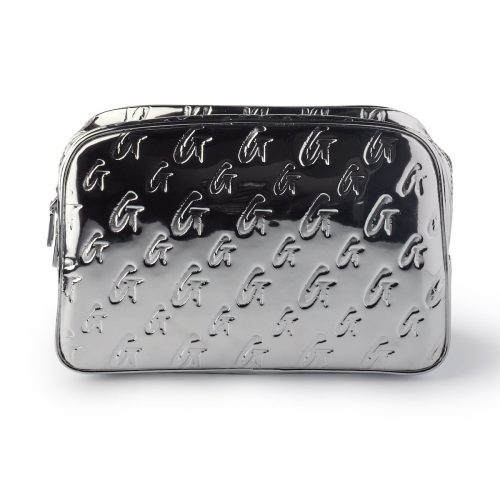 SMALL METALLIC MONOGRAM TOILETRY BAG - METALLIC SILVER