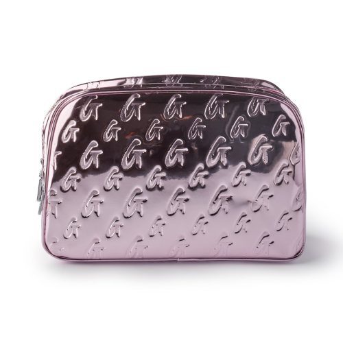 SMALL METALLIC MONOGRAM TOILETRY BAG - METALLIC PINK